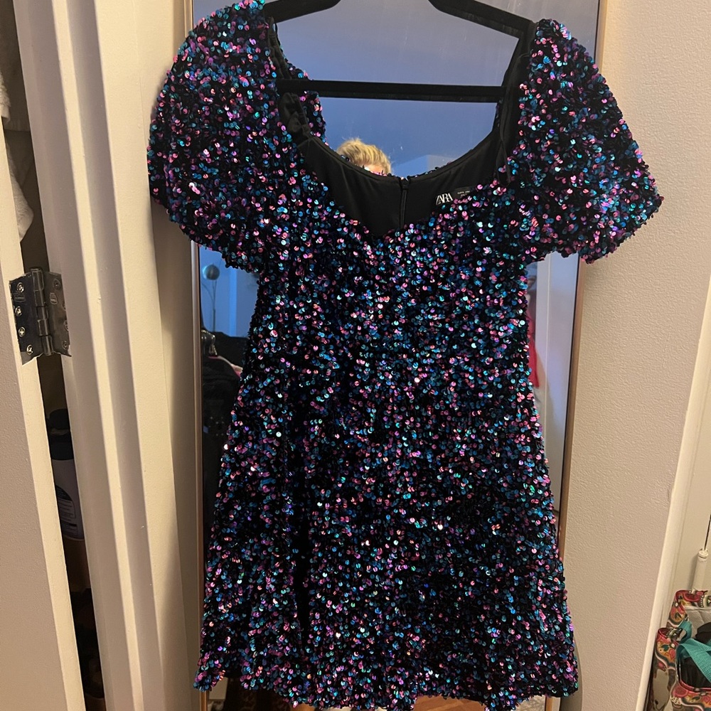 Zara sequin mini dress. Size large never been worn.